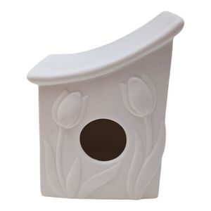 NWT 7" Ceramic Birdhouse Slope Tulip Home Shelf Decor Ready To Paint DIY Craft